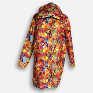 Embo001 - 1 Rain Jacket Bright Orange Flowers