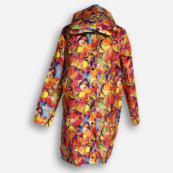 Embo001 - 1 Rain Jacket Bright Orange Flowers