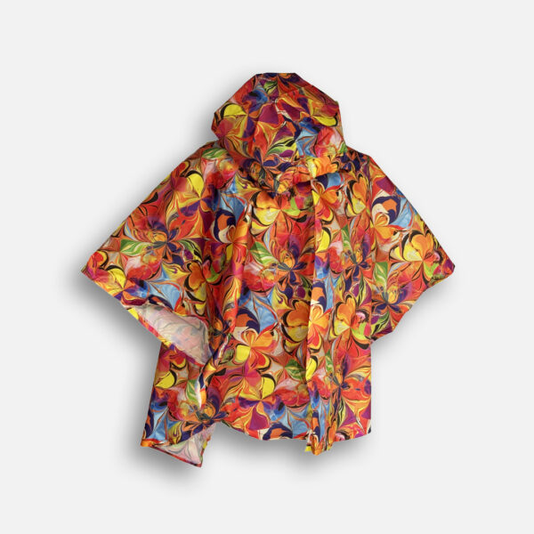 Embo001 - 1 Poncho Bright Orange Flowers
