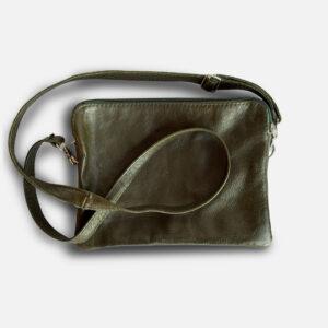 Embo001 - 1 Double Crossbody Bag in Forest Green Leather