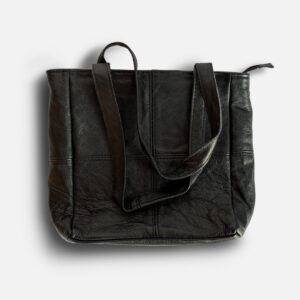 Embo001 - 1 Classic Black Leather Shoulder Tote Bag - Medium