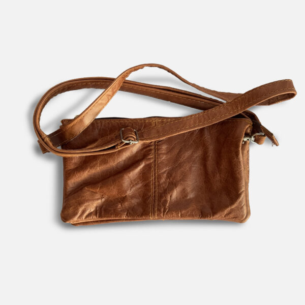 Embo001 - 1 The Embo Double Clutch Tan Leather Bag